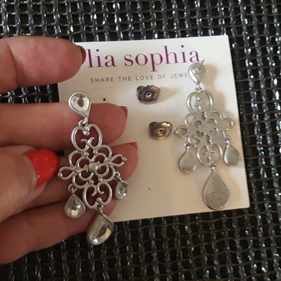 Lia Sophia Clear Crystal Bling Chandelier Earrings - Picture 3 of 3